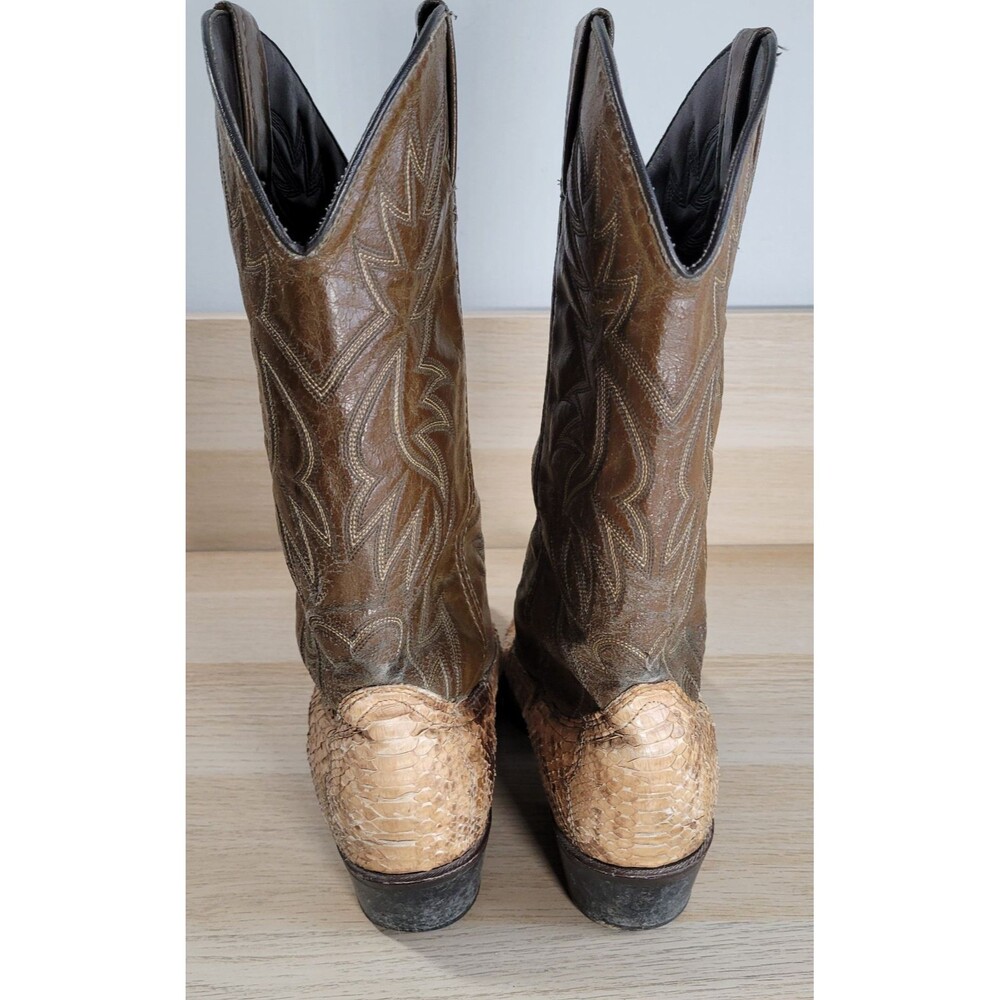 Abilene Mens Snake Skin Boots Size 9.5 D Leather Cowboy Western 6122 USA Vtg - Picture 5 of 10